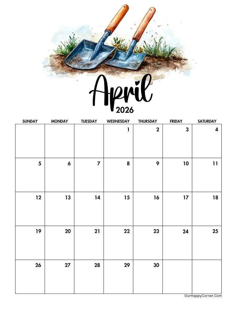 Earth day themed April calendar