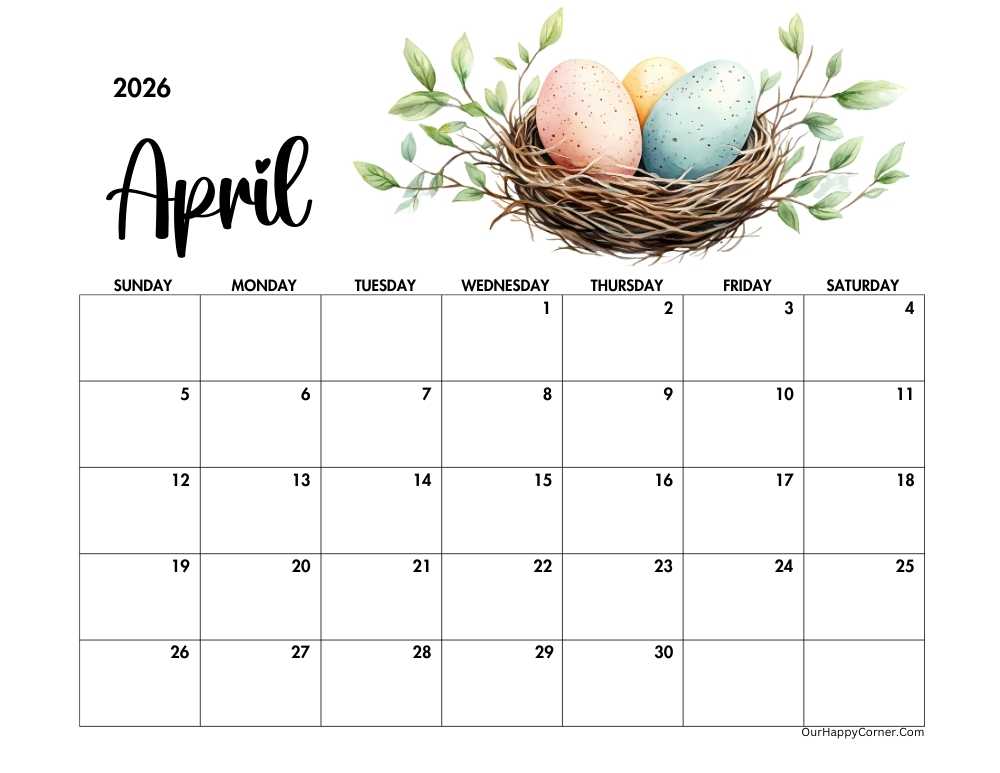 Easter theme calendar