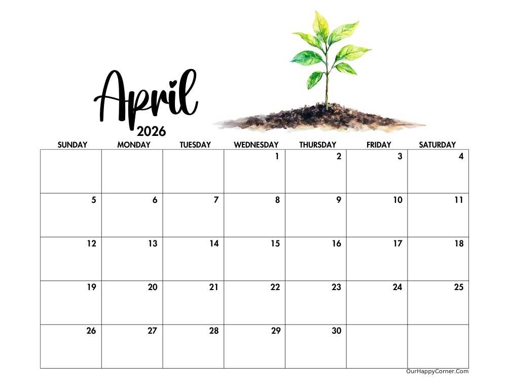 Earth day theme calendar