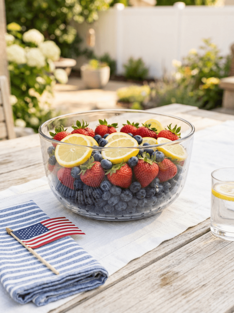 berry and lemon centerpiece bowl patriotic colors
