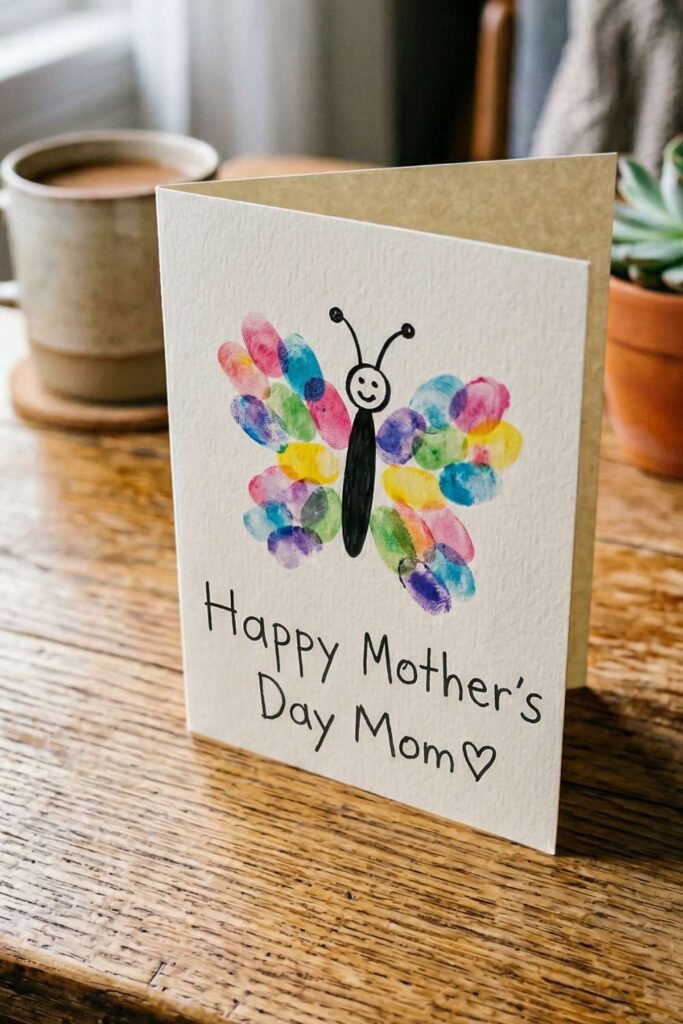 Fingerprint Butterfly Card Mother's Day crafts