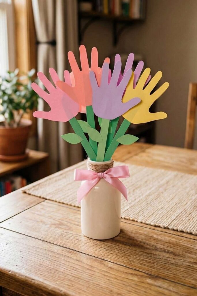 Handprint Flower Bouquet Mother's Day crafts
