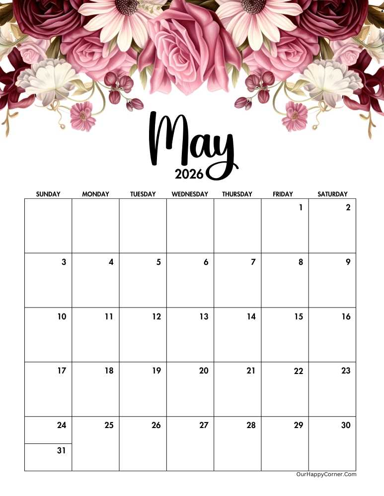 Floral calendar May 2026