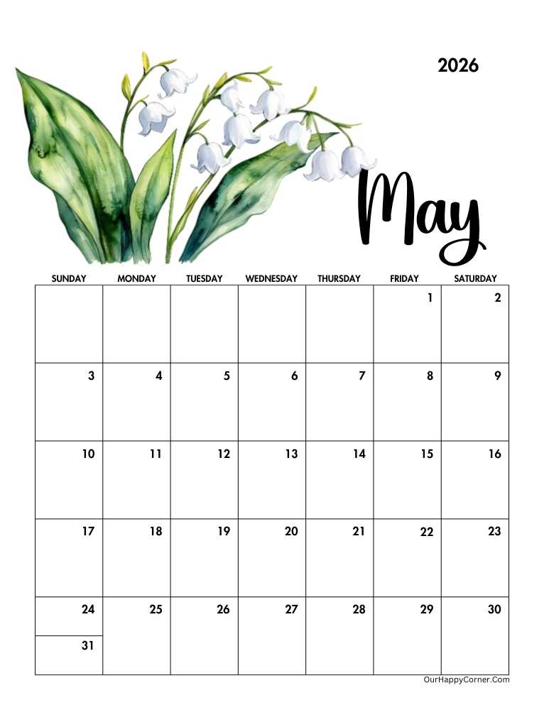Floral calendar May 2026