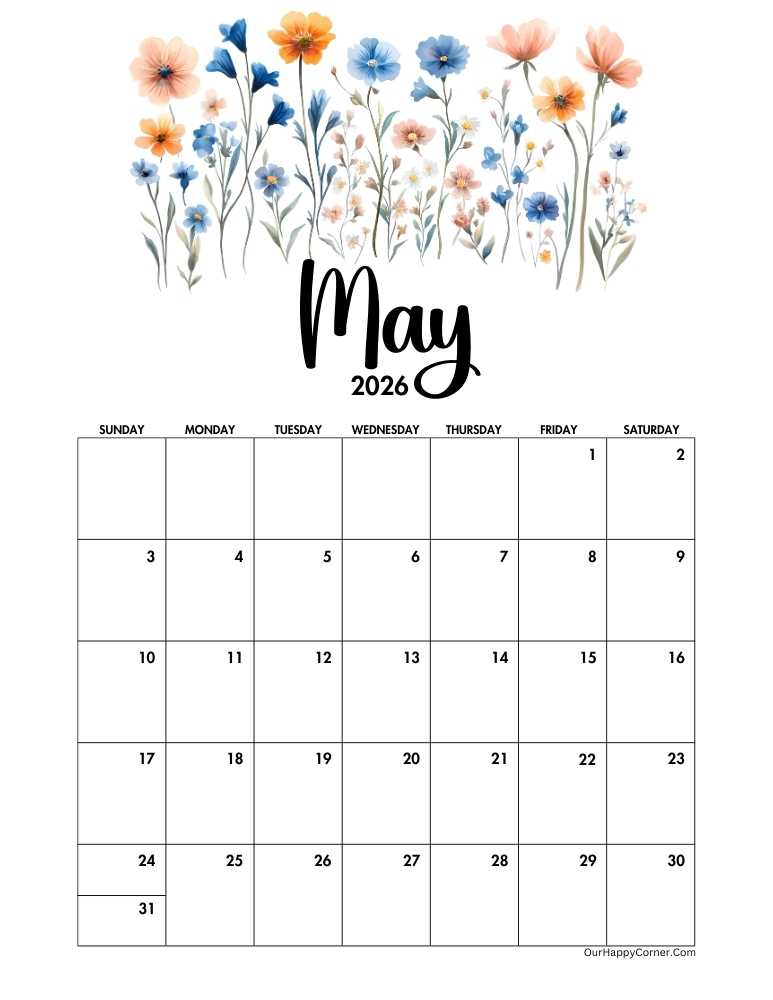 Floral calendar May 2026