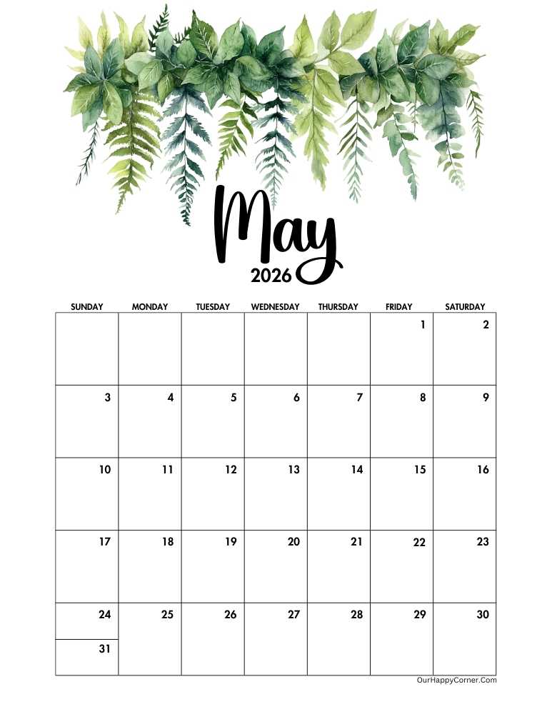 Floral calendar May 2026