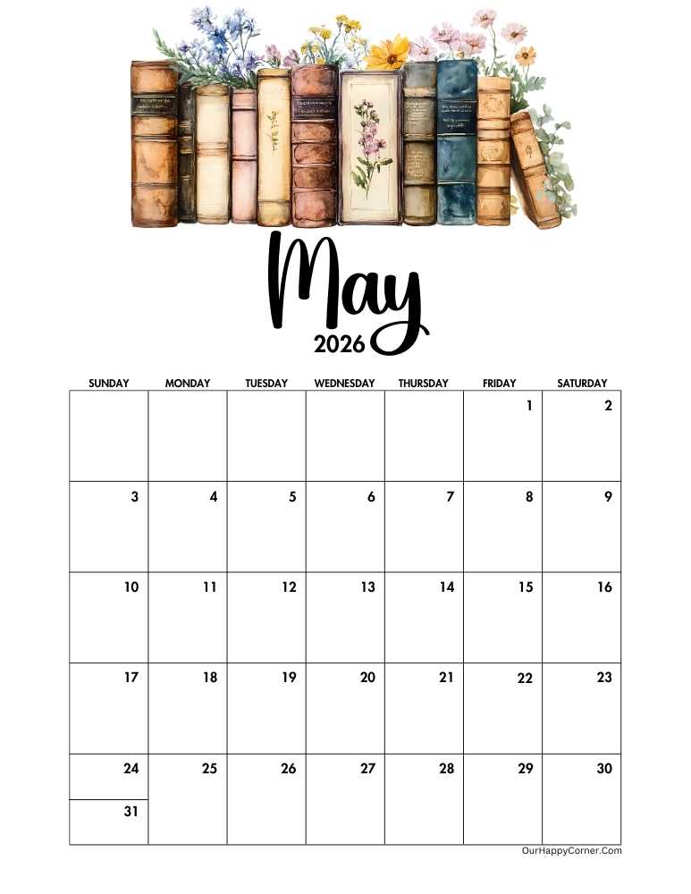 2026 May printable calendar