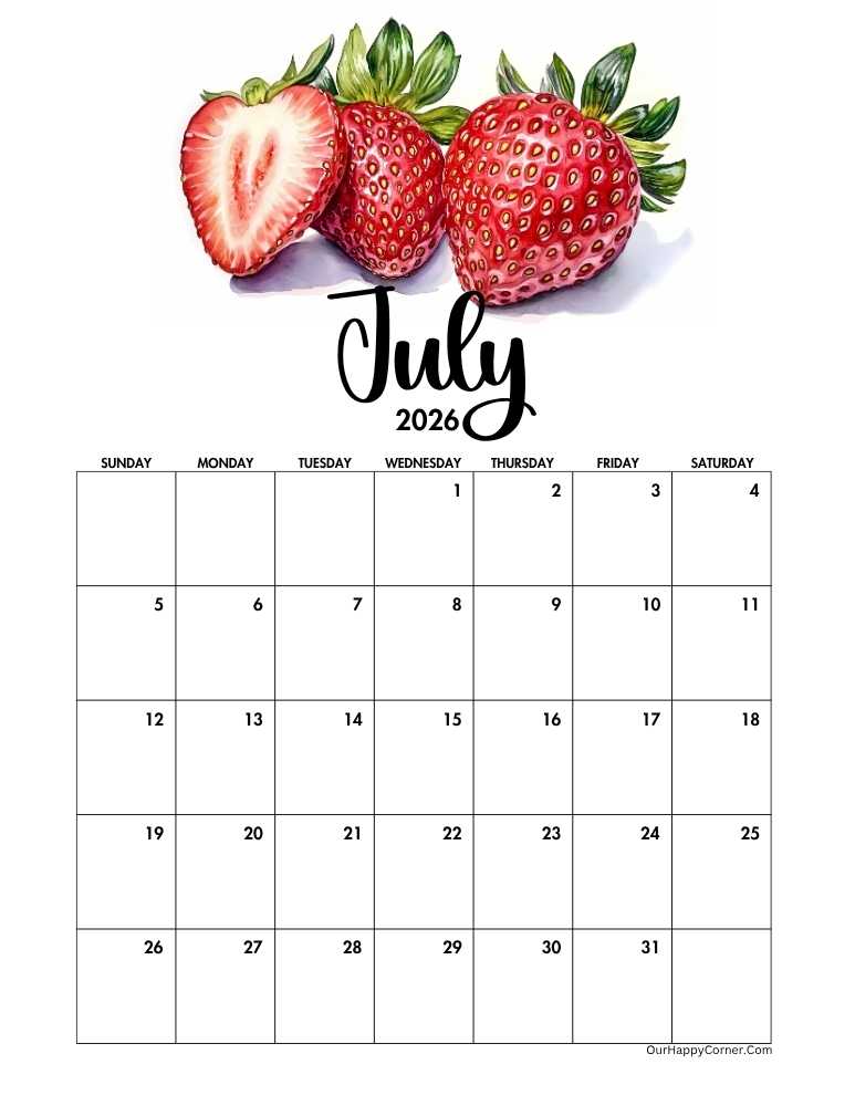 Summer themed calendar