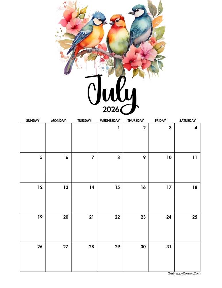 July calendar 2026