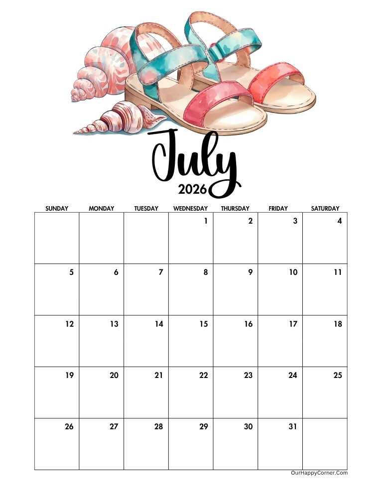 Beach inspired calendar