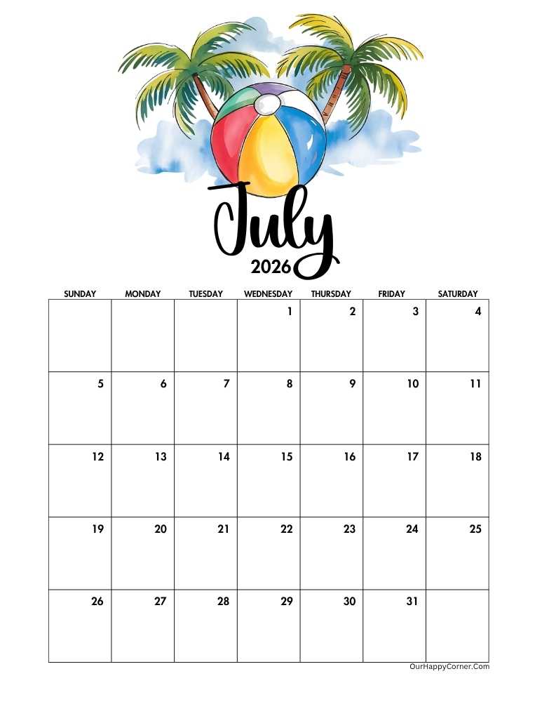 Beach inspired calendar