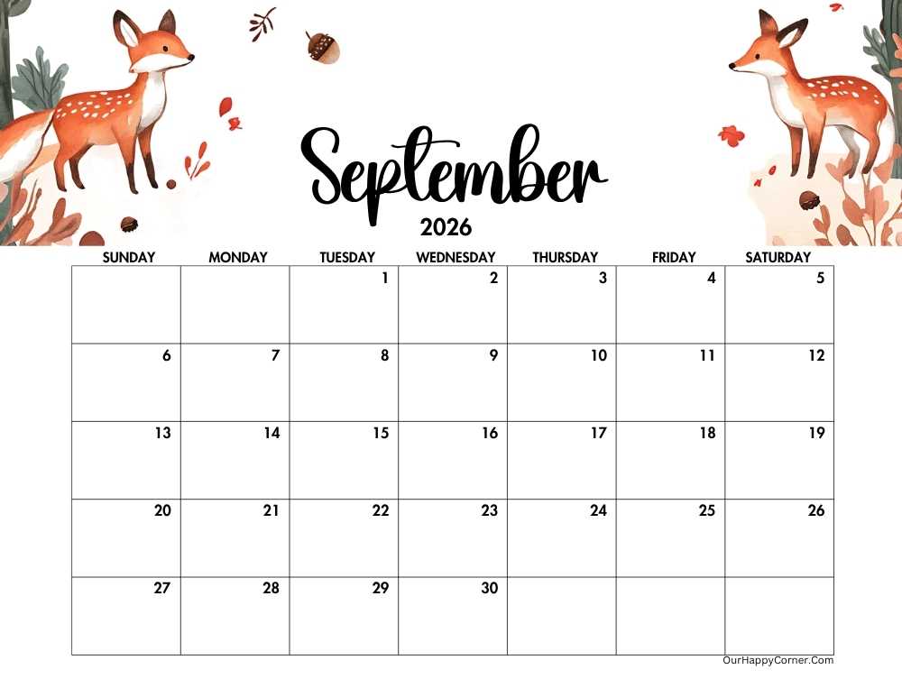 Autumn decorated calendar
