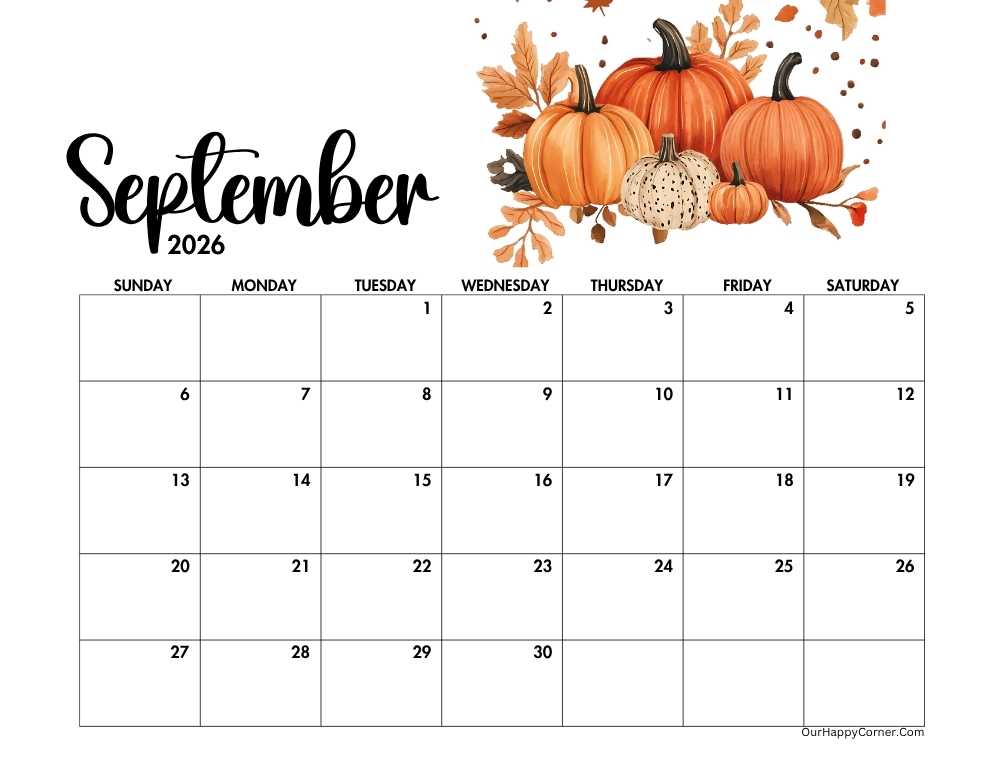 Autumn decorated calendar