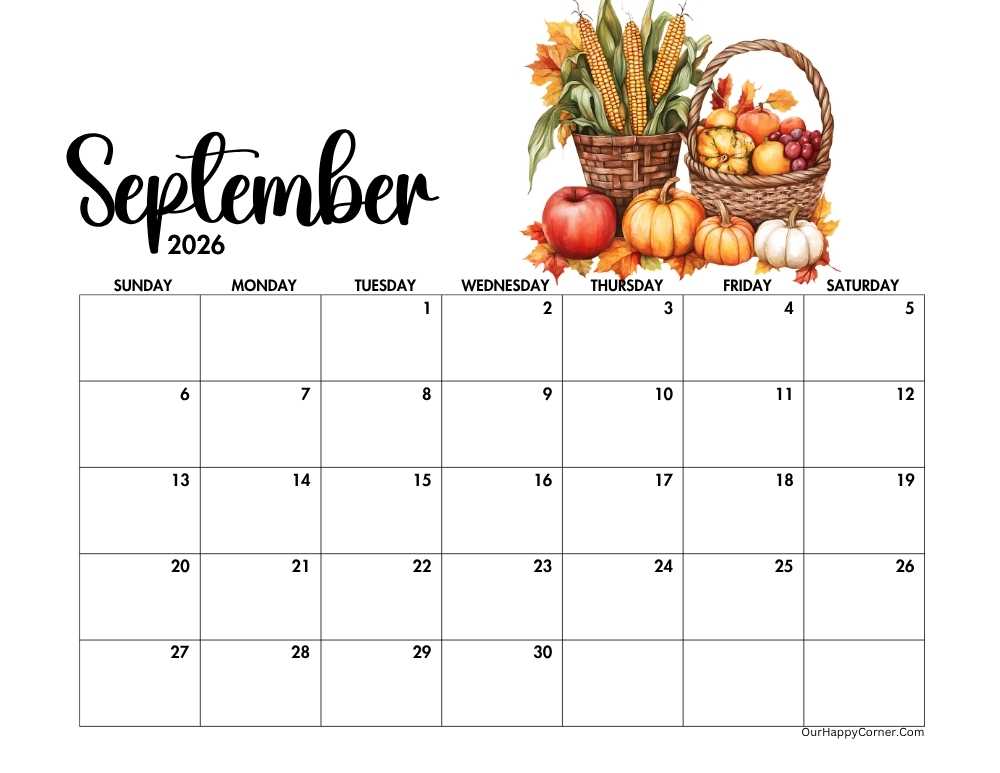 Autumn decorated calendar