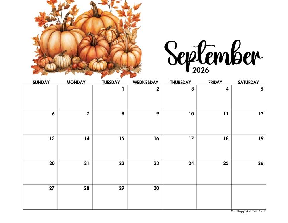 Autumn decorated calendar