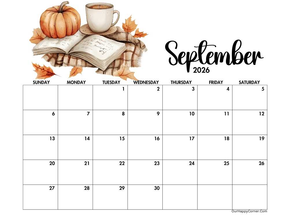 Autumn decorated calendar