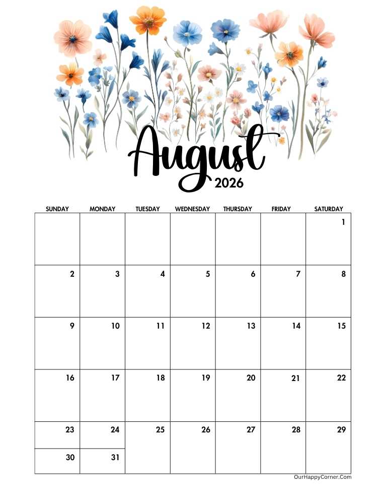 Wildflowers decorated calendar