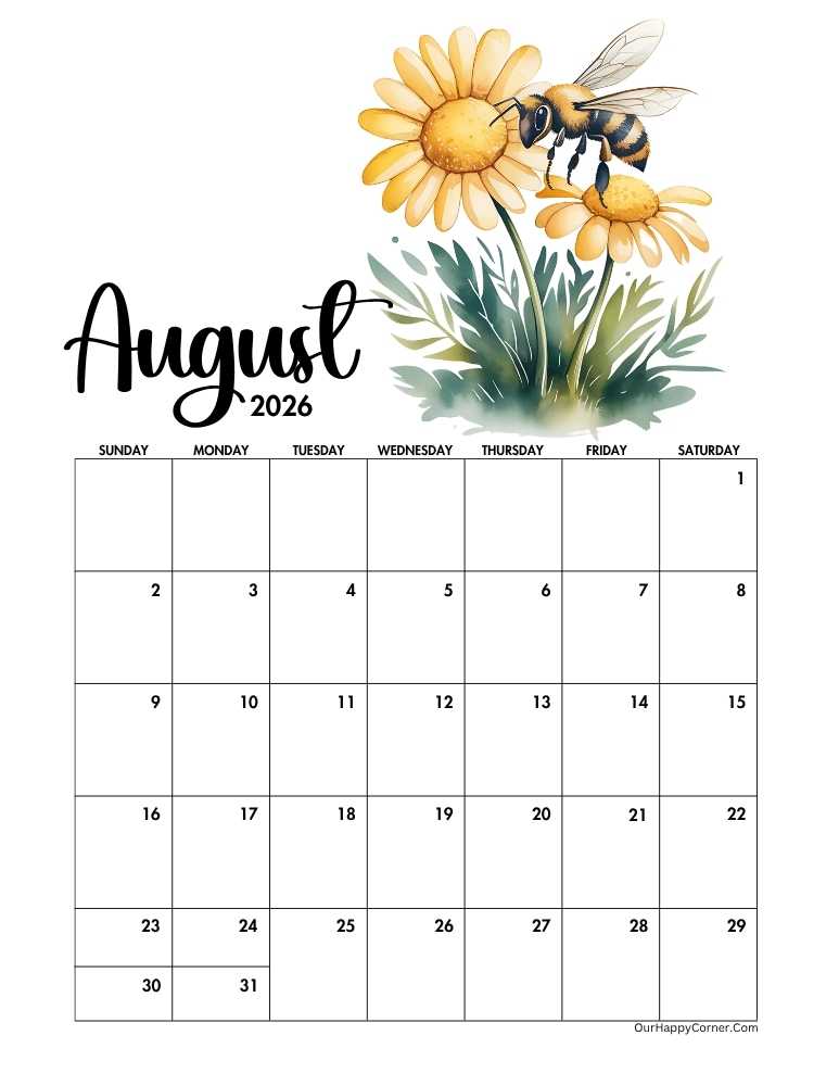 Buzzing bee decorated calendar