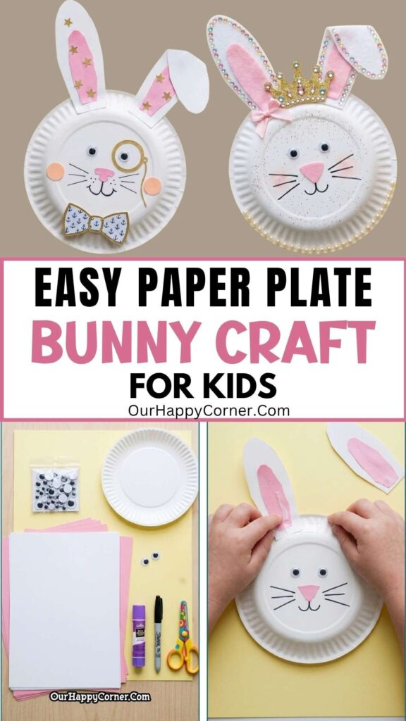 Paper plate bunny craft for kids