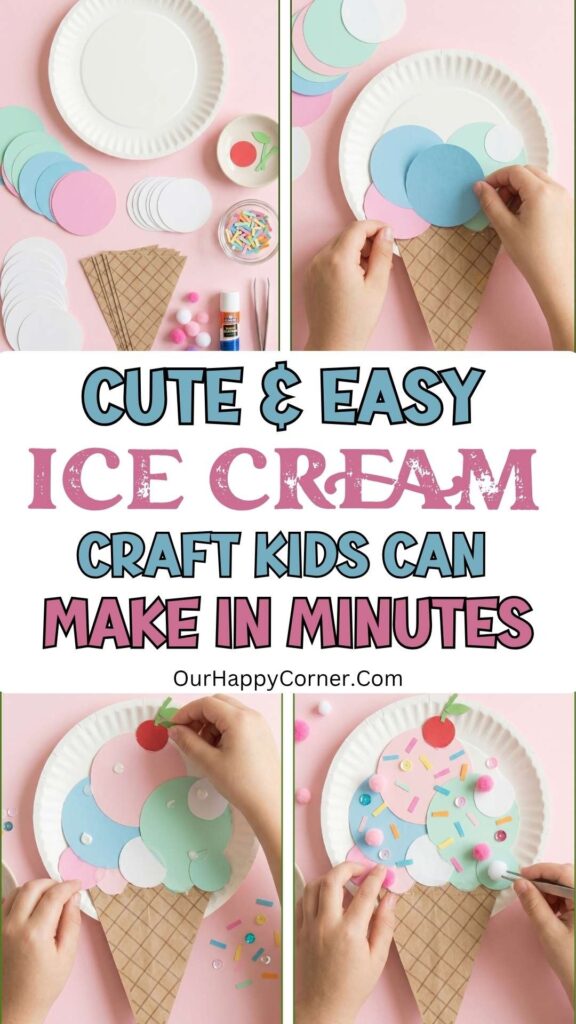 Paper plate ice cream craft for kids 