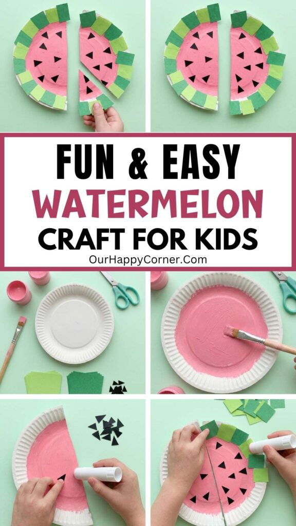 Paper plate watermelon craft for kids