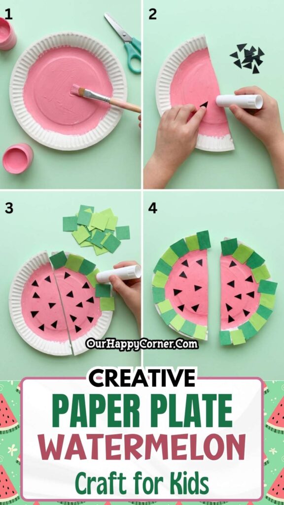 Paper plate watermelon craft for kid