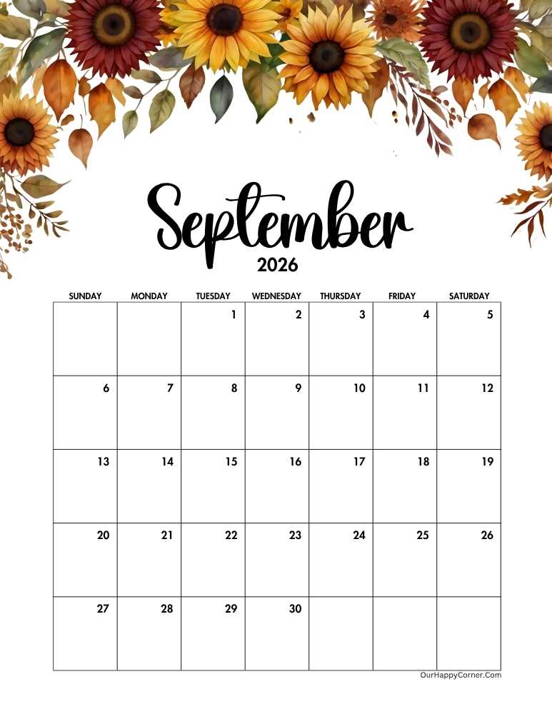 Autumn decorated calendar