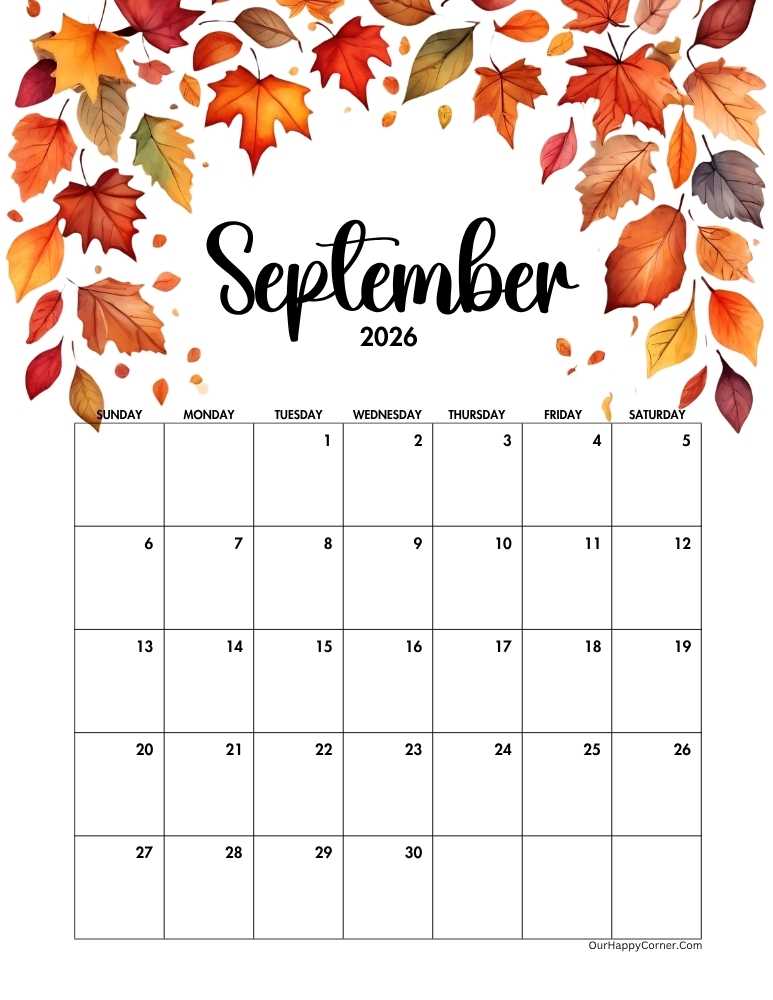 Autumn decorated calendar