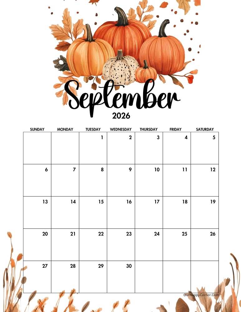 Autumn decorated calendar