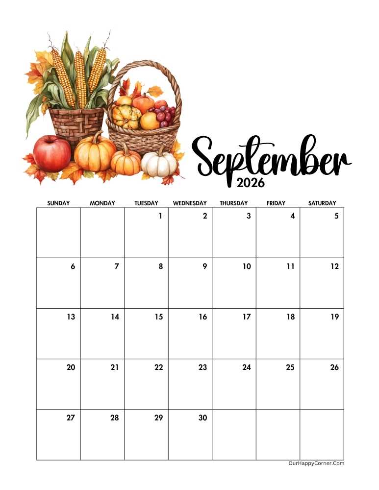 Autumn decorated calendar