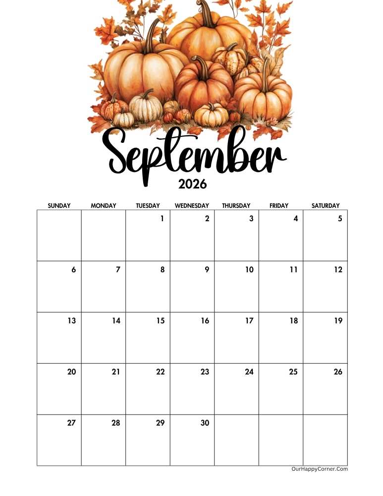 Autumn decorated calendar
