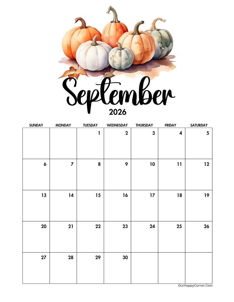 Autumn decorated calendar