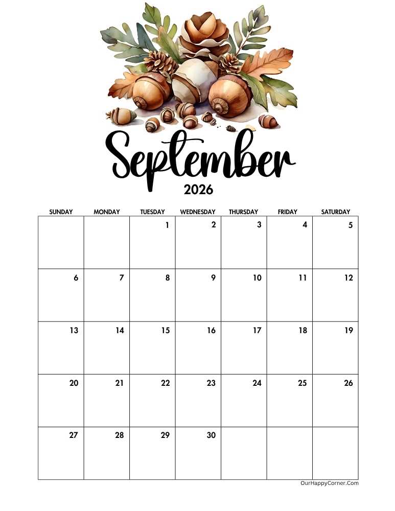 Autumn decorated calendar