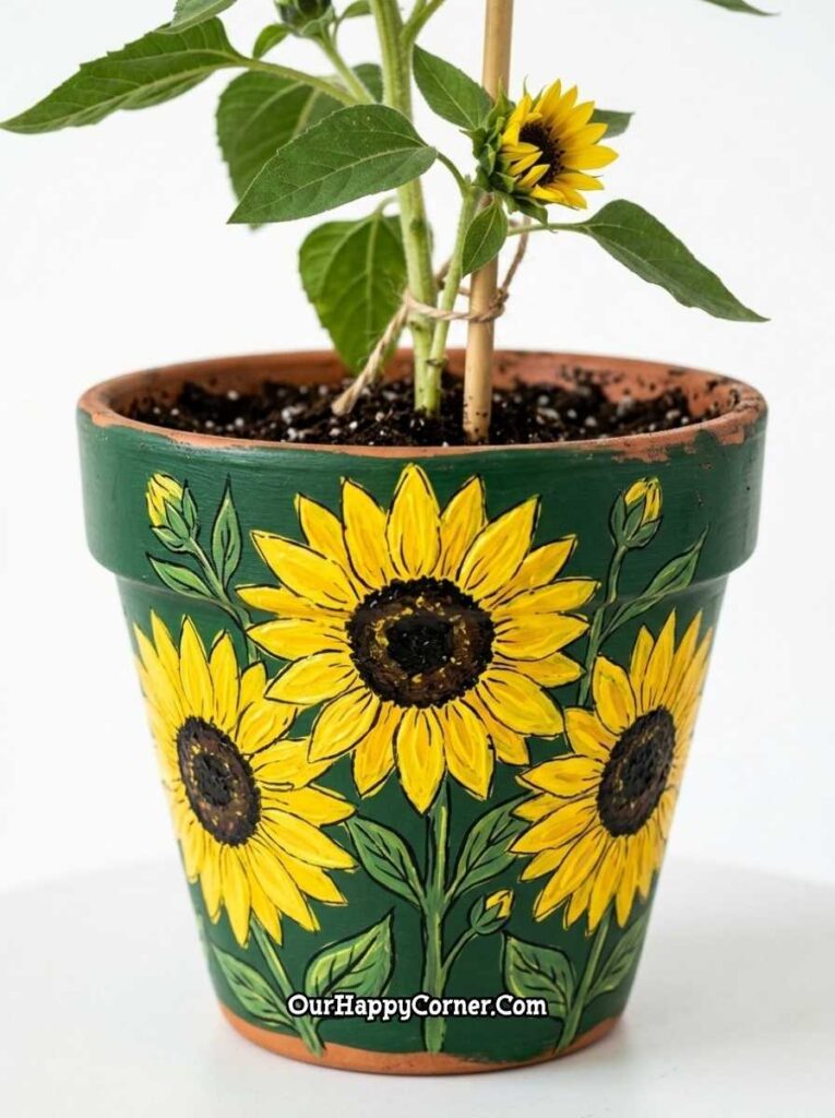 Hunter green sunflower with sunflower plant