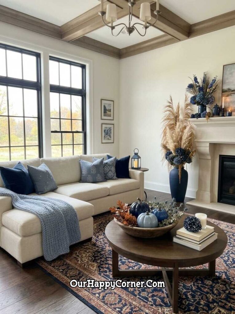 Blue Fall Decor with Every Blue Tone Working Together