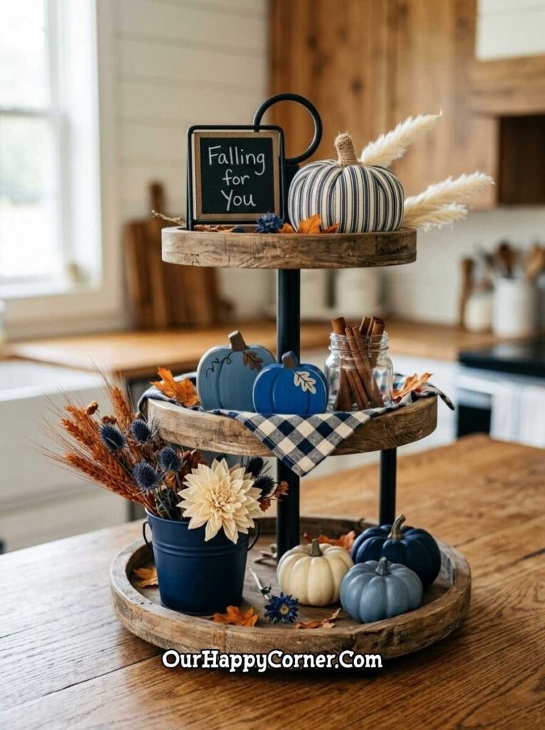 The Rustic Wood Tray Blue Fall Decor