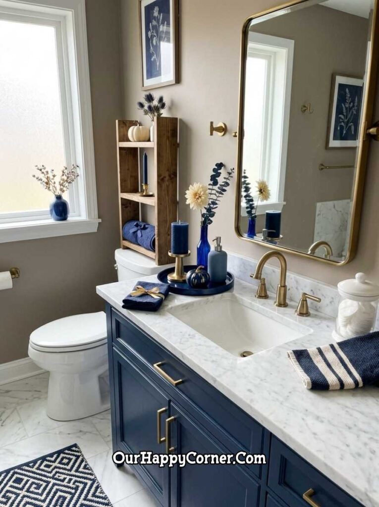 Navy Bathroom Blue Fall Decor
