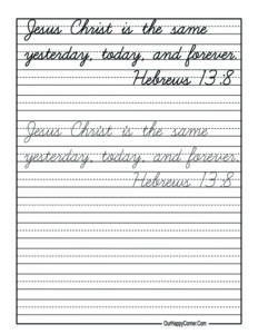 Cursive Bible Verse Copywork Free Printable - Our Happy Corner