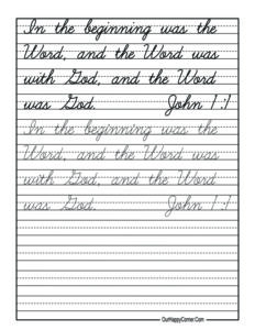 Cursive Bible Verse Copywork Free Printable - Our Happy Corner