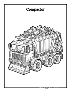 Kids Colouring Compactor Free Printable Construction Vehicle Coloring Pages - Our Happy Corner