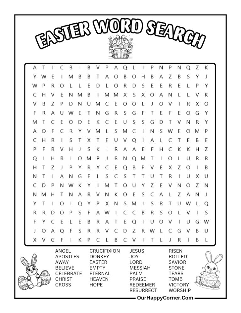 Fun Easter Word Search Puzzles for Kids and Adults - Our Happy Corner