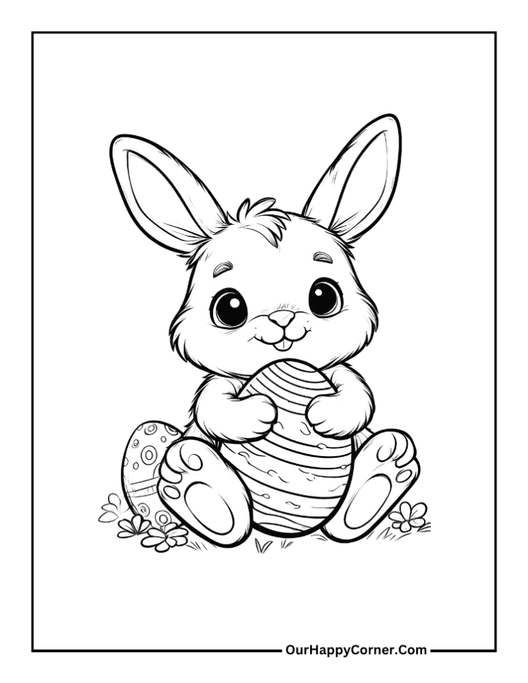 Easter Bunny Coloring Pages Free Printable - Our Happy Corner