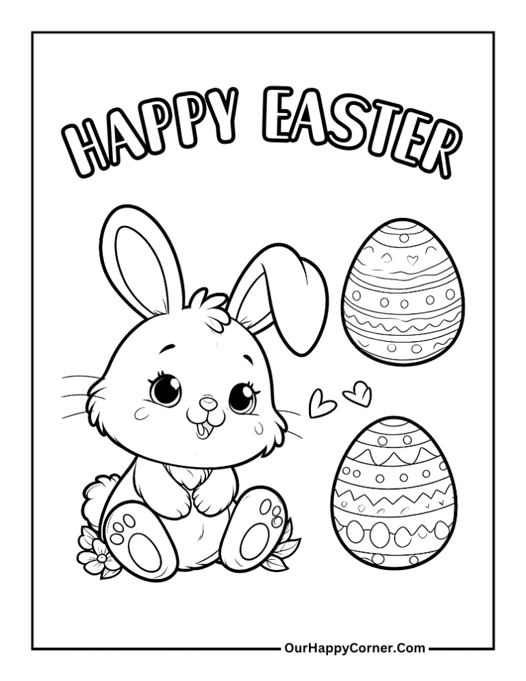 Easter Bunny Coloring Pages Free Printable - Our Happy Corner