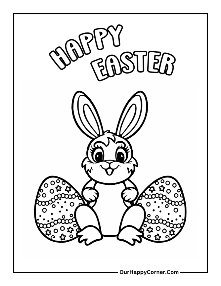 Easter Bunny Coloring Pages Free Printable - Our Happy Corner