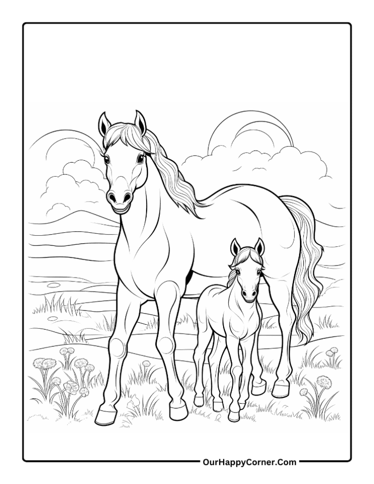 Horse Coloring Pages for Kids Free Printable Our Happy Corner