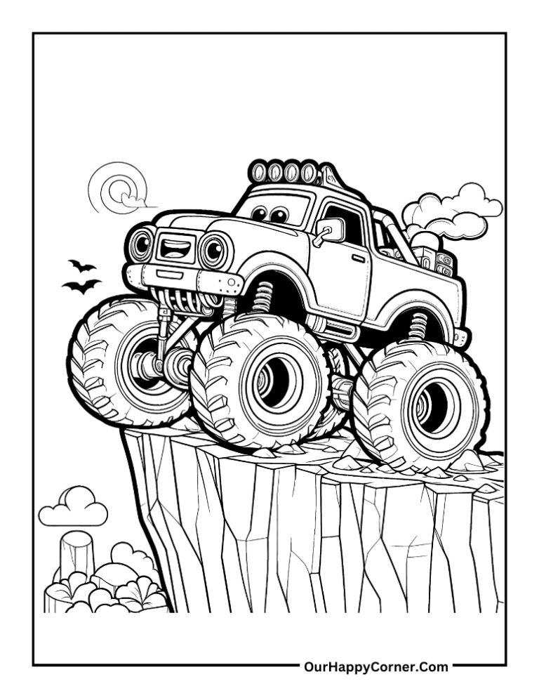 Monster Truck Coloring Pages Free Printable - Our Happy Corner