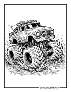 Monster Truck Coloring Pages Free Printable - Our Happy Corner