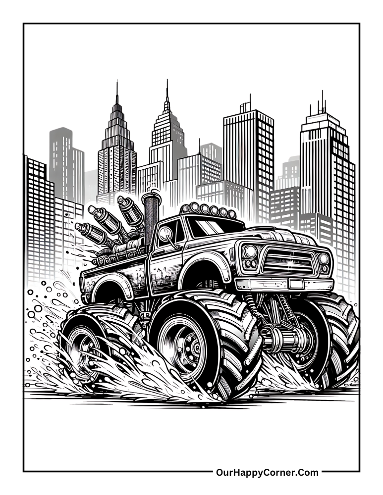 Monster truck in the city