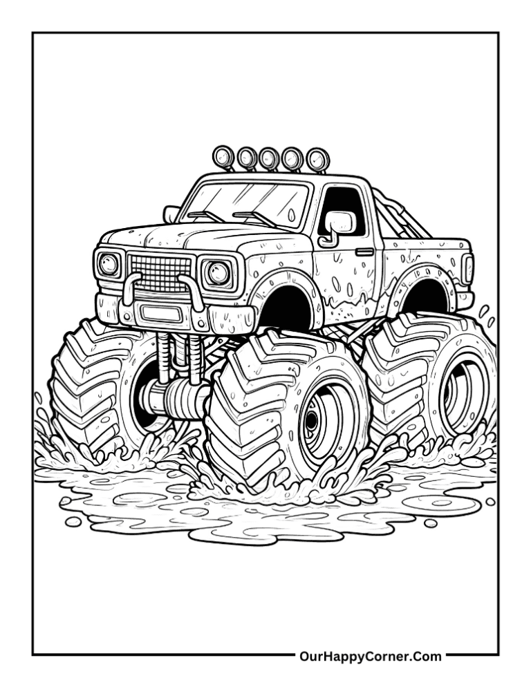 Monster Truck Coloring Pages Free Printable - Our Happy Corner