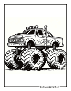 Monster Truck Coloring Pages Free Printable - Our Happy Corner